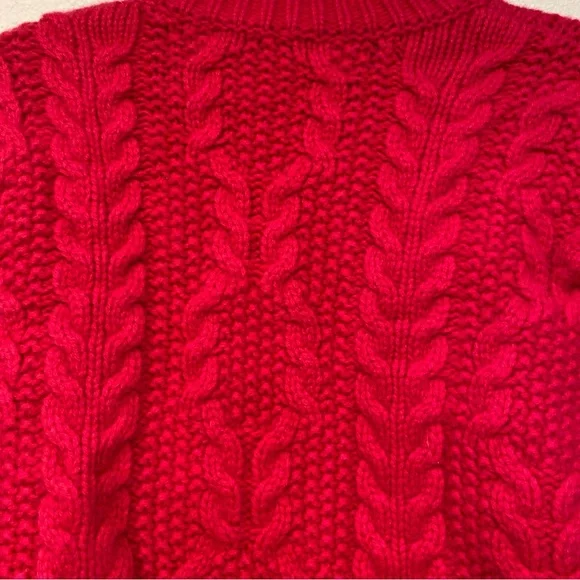 Joie Cherry Red wool Blend cable cropped sweater XS - Picture 3 of 10